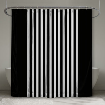 Rideaux de douche à rayures noires et blanches extra longues