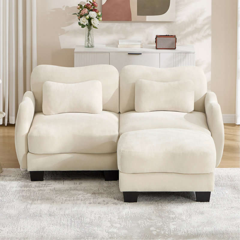 Canapé en L Chenille, L 70,8 po, Chenille beige
