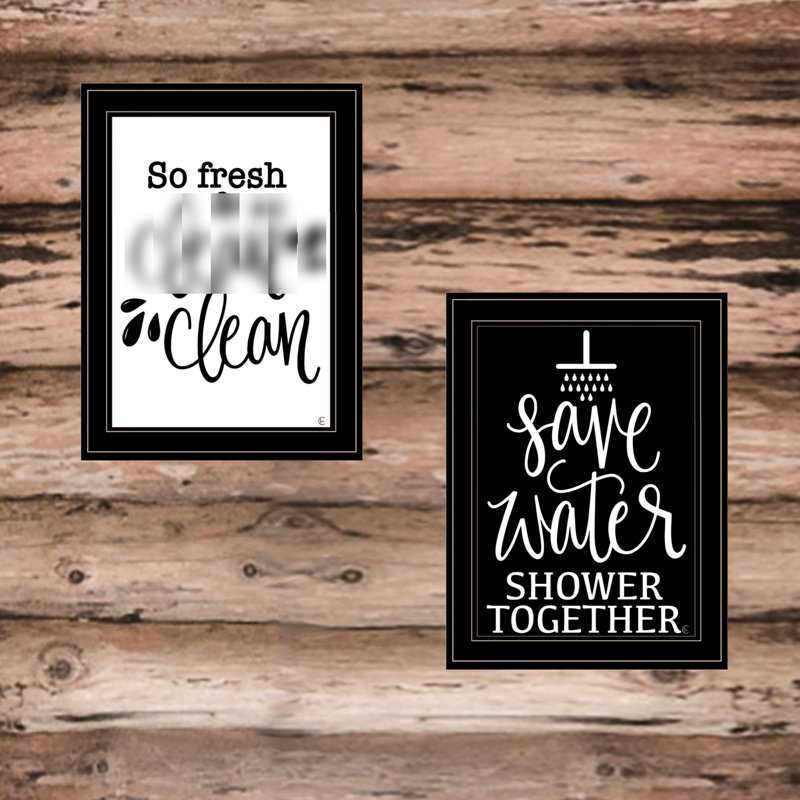 "Clean / Shower Together" 2, prêt à être accroché, impression sur papier multicolore dans un cadre noir, faite par Fearful Creations Print,
