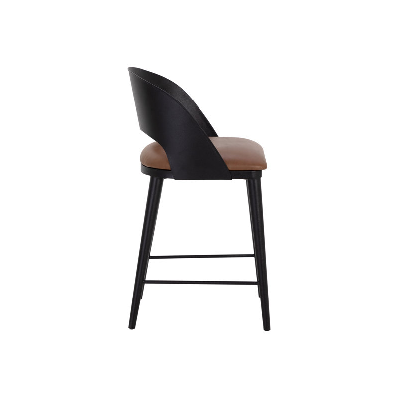 Upholstered Bar Stool, Black/Cognac, Counter Stool (26" Seat Height)