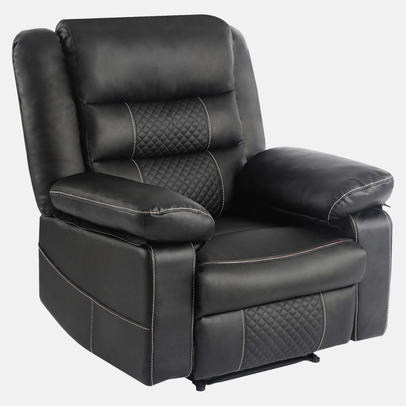 Josias Upholstered Recliner, Black Faux Leather
