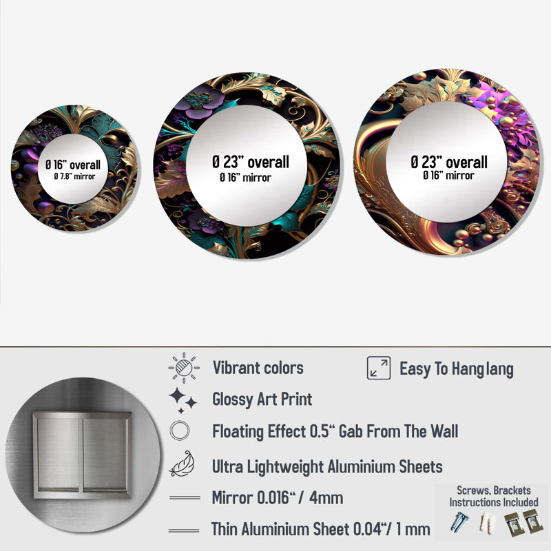 Loreyna Metal Round Mirror