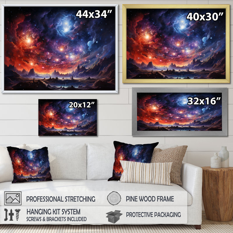 Berlon Galaxy Celestial Fireworks IV - impression, Cadre flottant noir, H 34 po x l 44 po