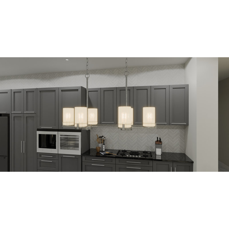 Fosco 6 - Light Dimmable Kitchen Island Square / Rectangle Chandelier, Brushed Nickel