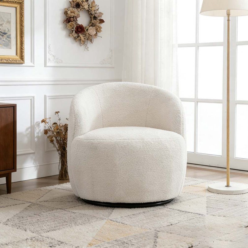 Fauteuil demi-tonneau Teddy, Ivoire ivoire