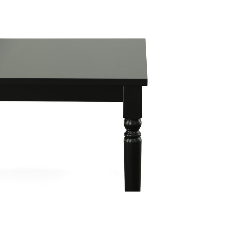 Table de salle à manger élégante noire de 30 pouces avec durabilité en bois massif, Noir