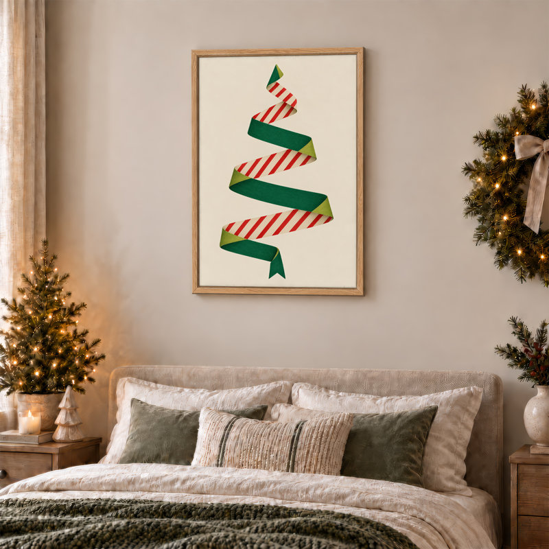 Art mural sur toile rouge et vert, H 36 po x l 24 po