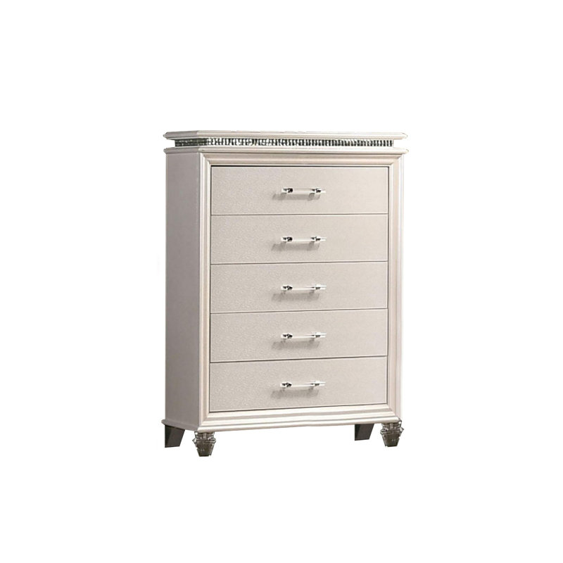 Commode en bois massif à 5 tiroirs Jolynda
