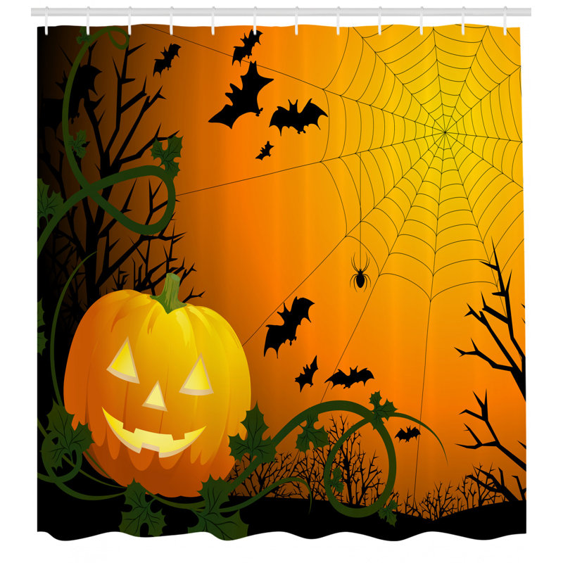 Spider Web Shower Curtain Set + Hooks, 70" H x 69" W