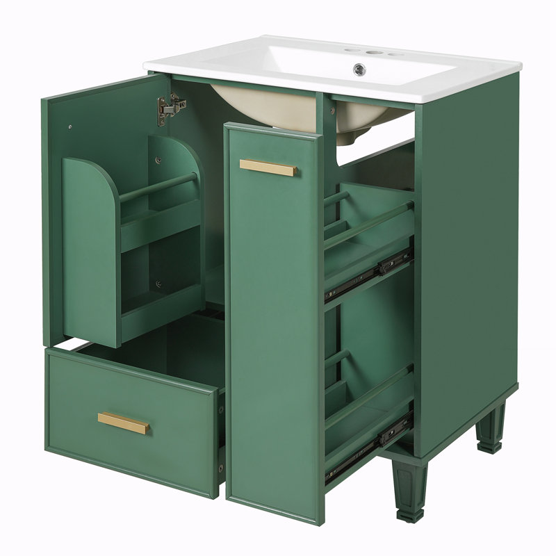 Meuble-lavabo de salle de bain avec lavabo, Vert