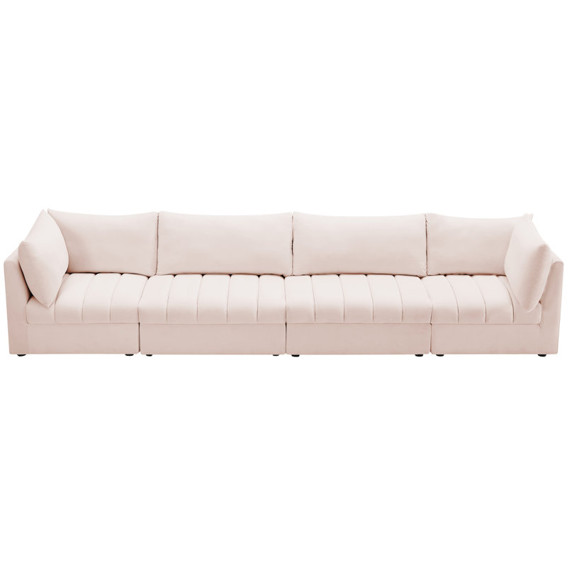Ensoll Velvet Modular Sofa, Pink Velvet
