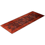 Overdyed Hand-Knotted Wool Modern-Contemporary Pink Runner 3' 1" x 7' 11"