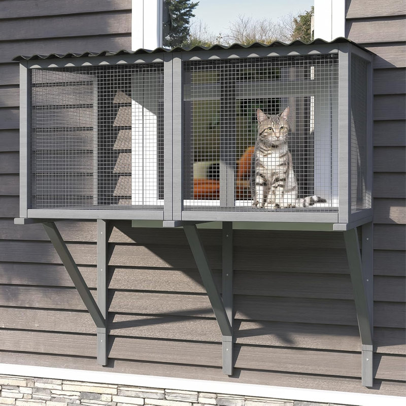 Cat Catio, fenêtre de fenêtre extensible pour chats d'intérieur, perchoir sécuritaire et espace de jeu pour plusieurs chats