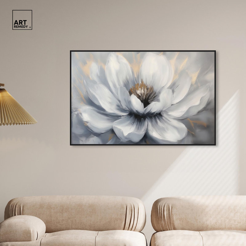 Art Remedy, art sur toile fleur sereine, Structure noire, H 10 po x l 15 po