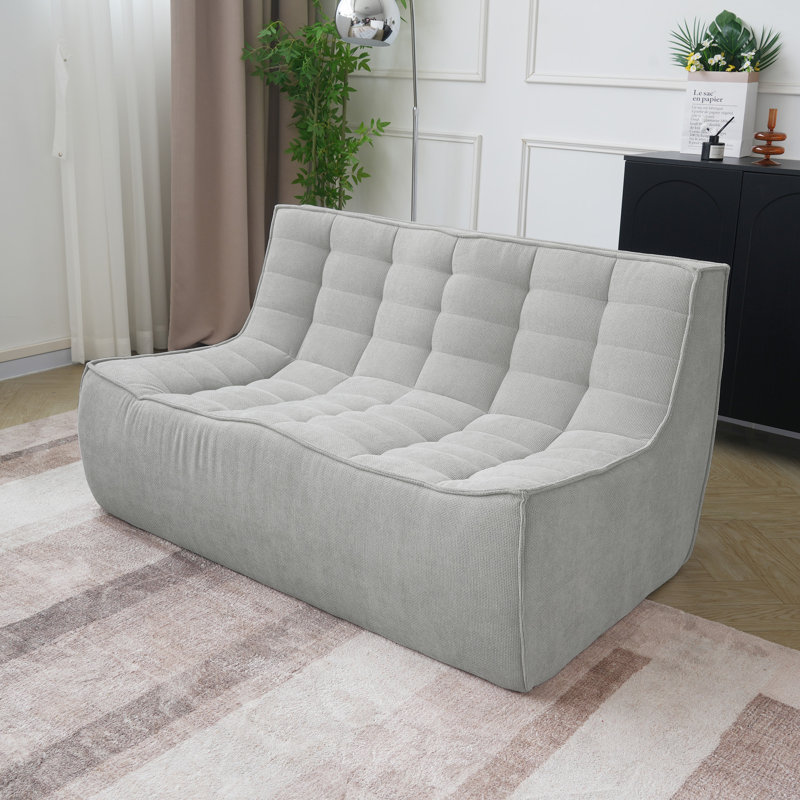 Causeuse à 2 places gris clair chenille et confortable