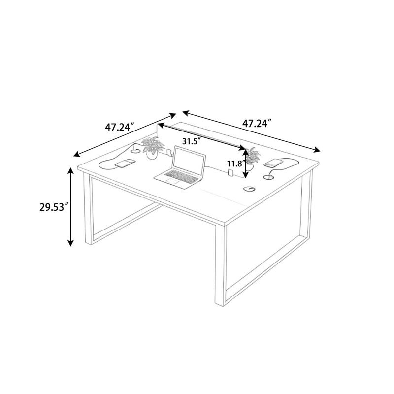 Poste de travail rectangulaire, H 41,34 po x l 47,24 po x P 47,24 po, 2