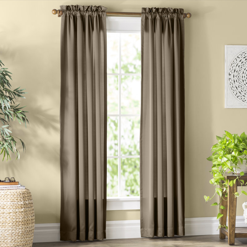 Millen Polyester Thermal Room Darkening Curtain Panel, 54" W x 63" L, Mocha
