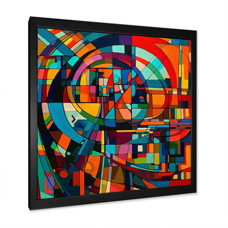 " Orange Forces In Motion ", Black Picture Framed, 16" H x 16" W x 1" D