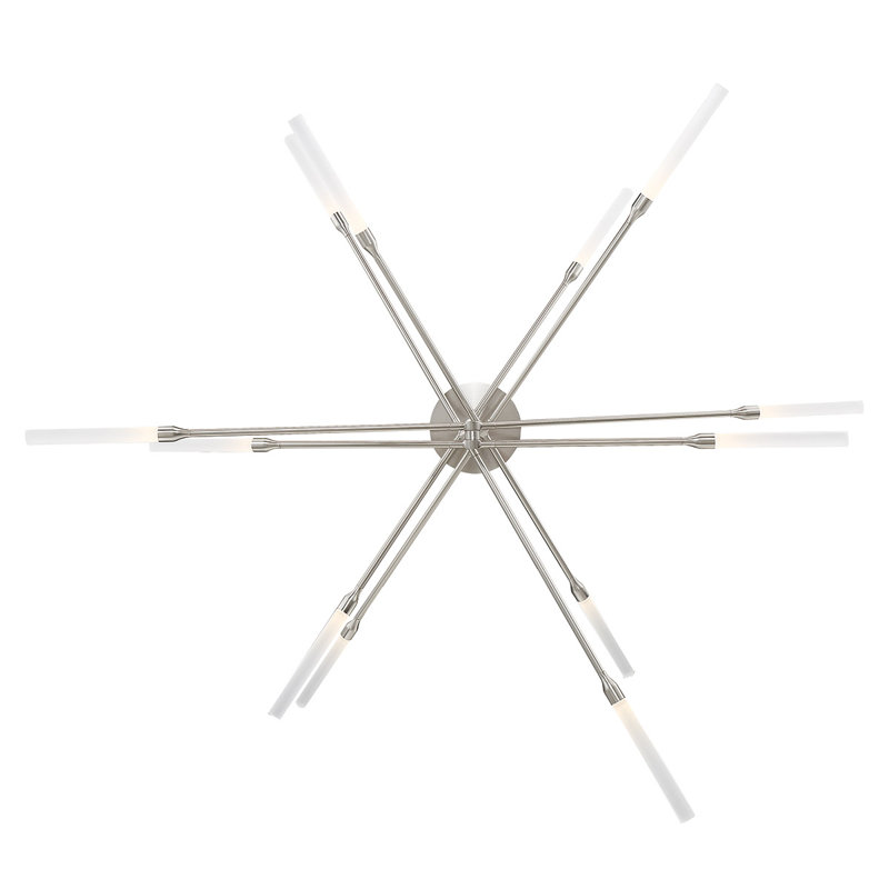 Emory 12-Light Chandelier, Brushed Nickel, 57"H x 55"W x 55"D