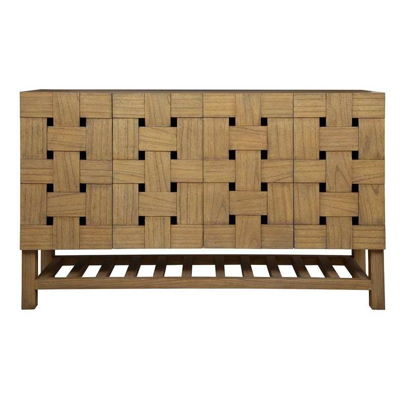 Bellamy Natural Oak Solid Wood 60" Sideboard with Woven Doors