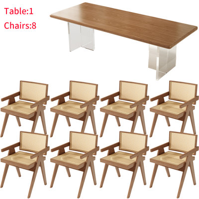French style solid wood dining table set