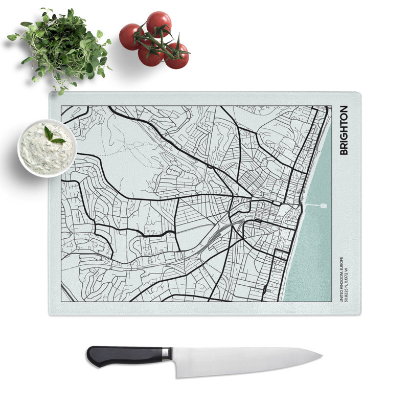 Map Brighton UK Chopping Board, 20cm W x 28.5cm L