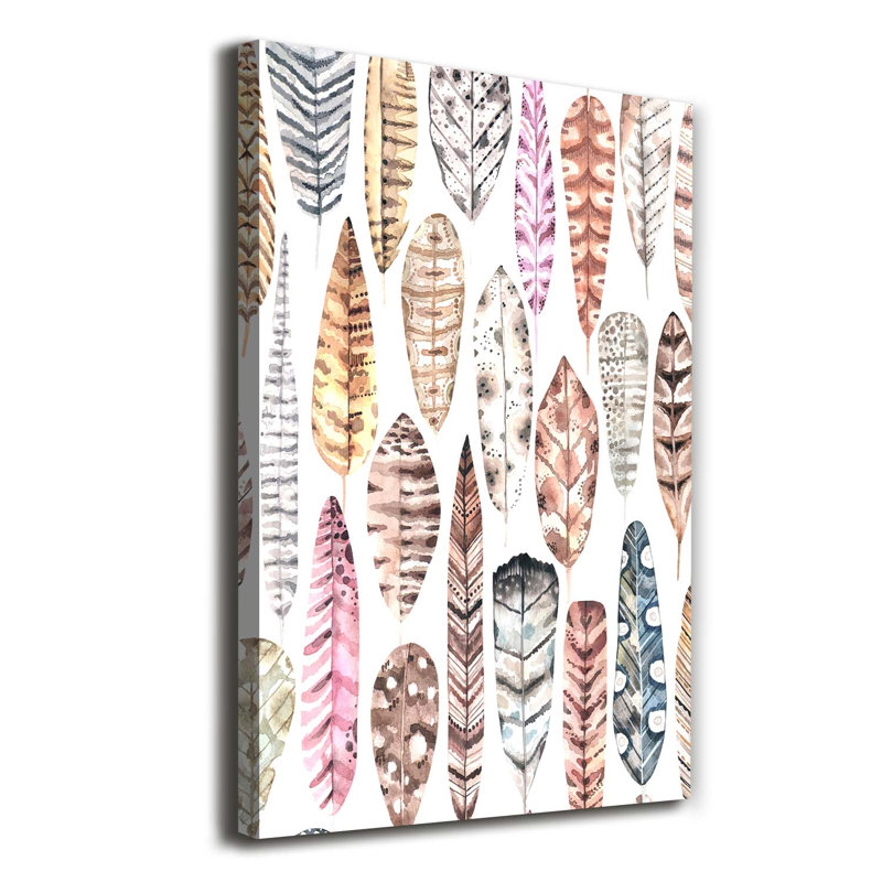 Colourful Feathers - Wrapped Canvas Print