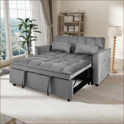 Canapé-lit convertible, causeuse escamotable 3 en 1 avec dossier inclinable et amp; Coussins pour le bureau à domicile | Rose | Mousse, métal et amp; Bois