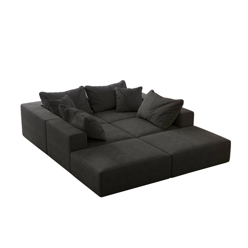 Très grand canapé en nuage éponge, ensemble de canapé modulaire rembourré moderne, ensemble modulaire de salon modulaire en forme de L de 162 po avec 6 coussins, canapé-lit combiné gratuit pour le salon, la chambre à coucher