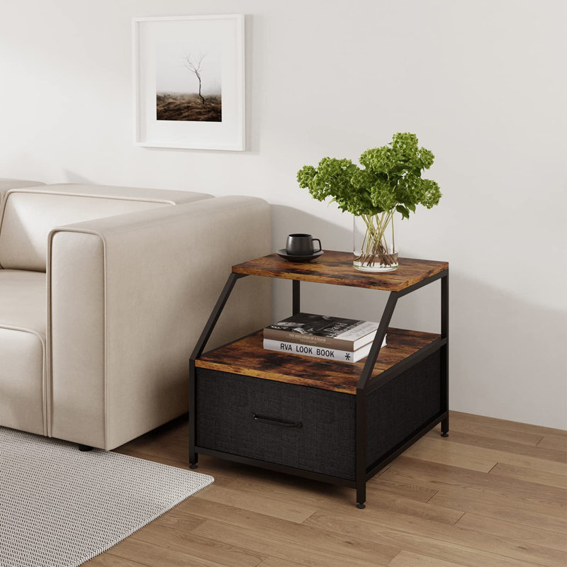 Alphanso End Table, Rustic Brown/Black