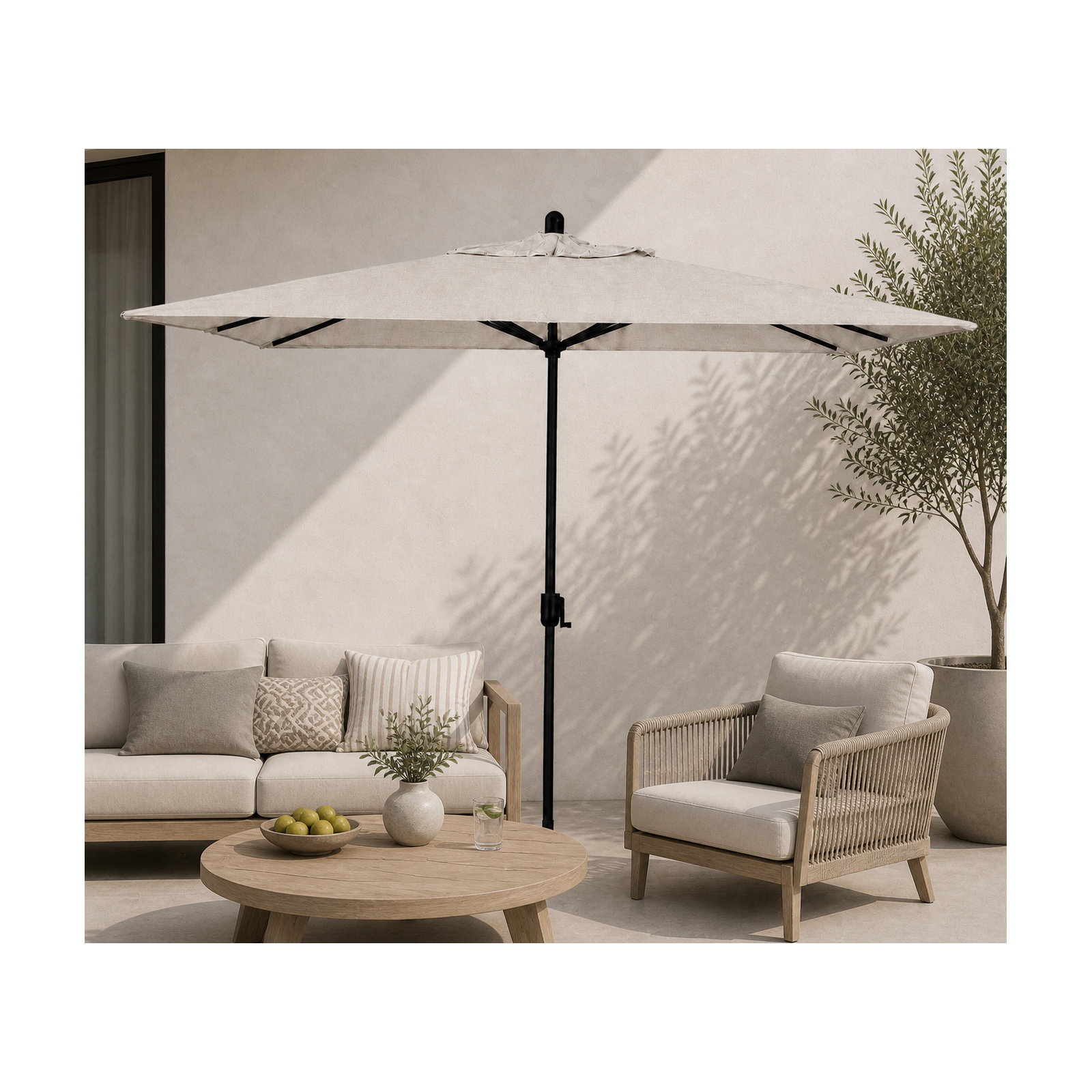 Olivier 116.7'' Outdoor Umbrella, Starring Gray, Cast Silver Sunbrella®