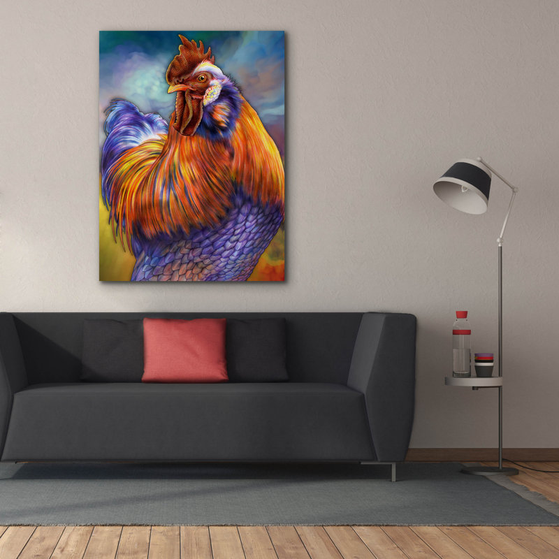  «Rooster» par Tim Jeffs, art mural sur toile, H 54 po x l 40 po