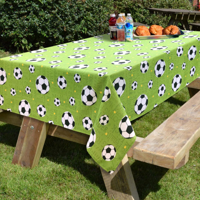 Passion For Soccer Collection 60"X90" Printed Tablecloth With Table Weight Set (Colorful Balls)