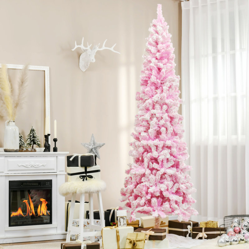 Snow Flocked Artificial Christmas Tree With Realistic Branches And Auto Open Design