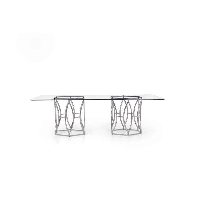 Argent Glass Top Metal Base Dining Table