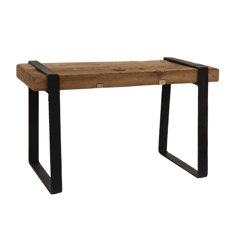 Tabouret de ferme en bois avec pieds en métal