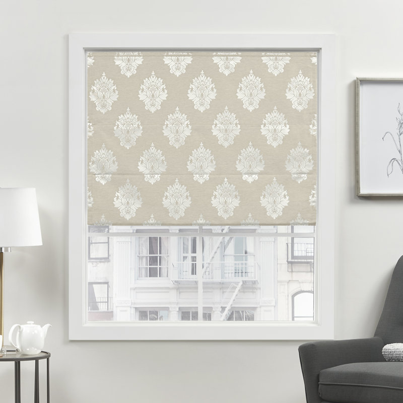 Natural Damask Cordless Blackout Roman Shade