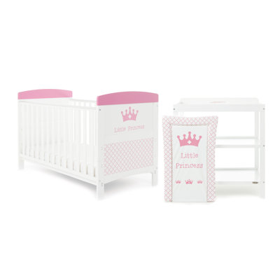 Grace Inspire Little Princess Cot Bed, 2 Piece Nursery Furniture Set with Changing Mat