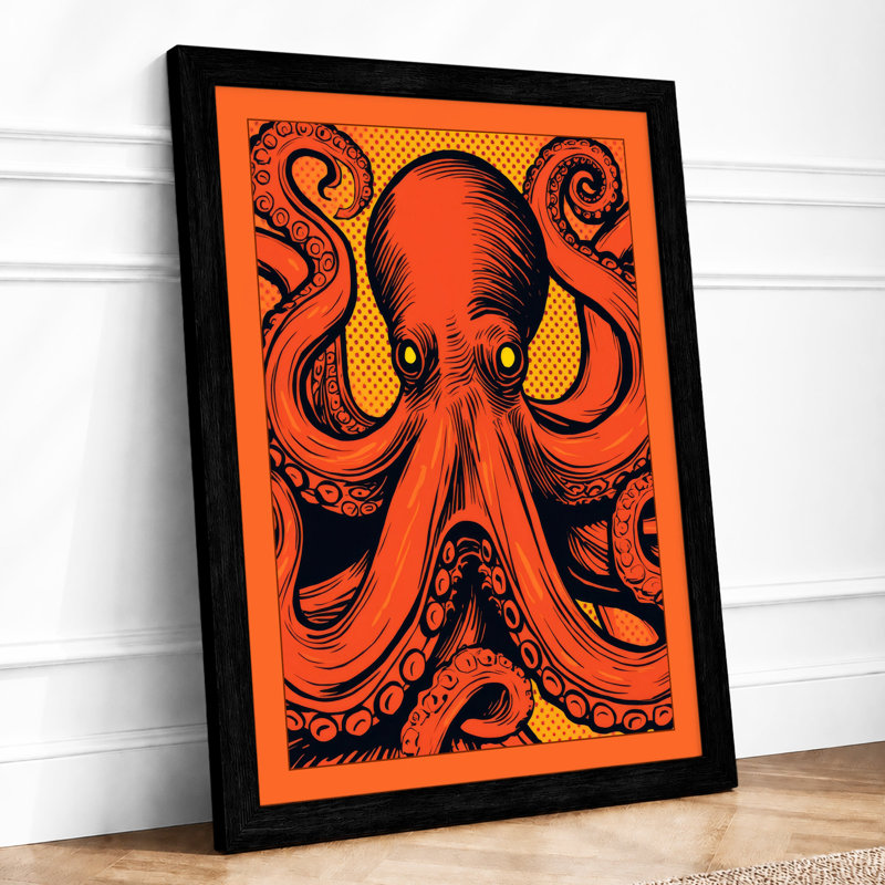 Dynamic Octopus Graphic - Framed Print, Black, A3 - 42.0 x 29.7 cm