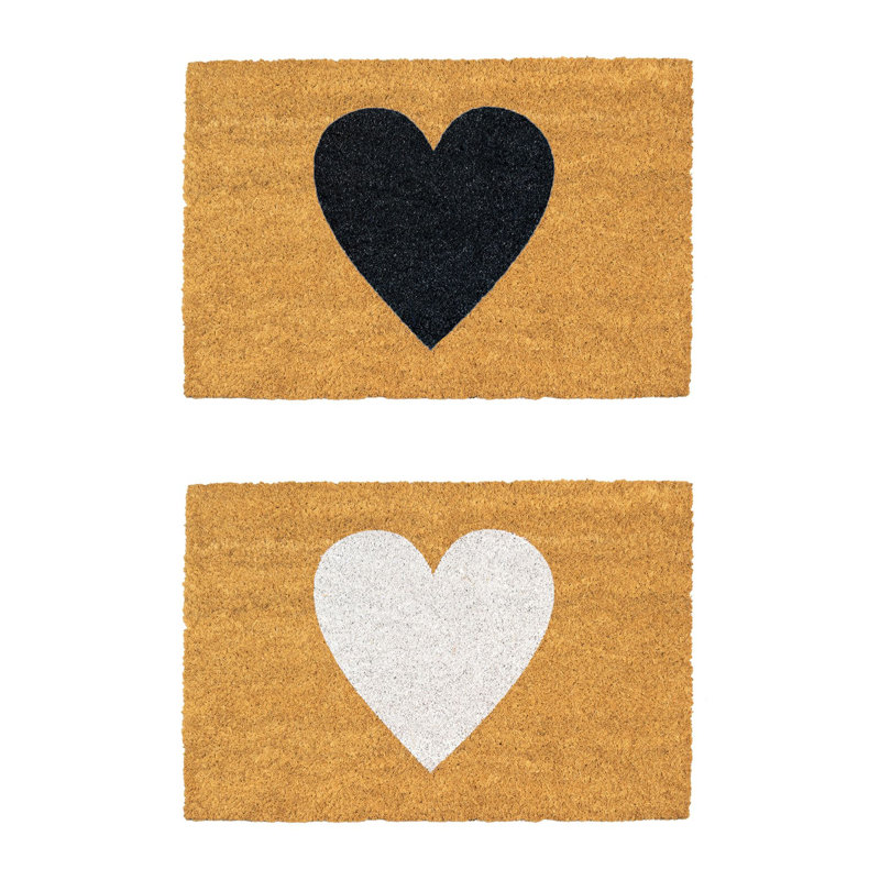 Nicola Spring - Coir Door Mat, 1.6cm H x 60cm L x 40cm W, 1, Black/White