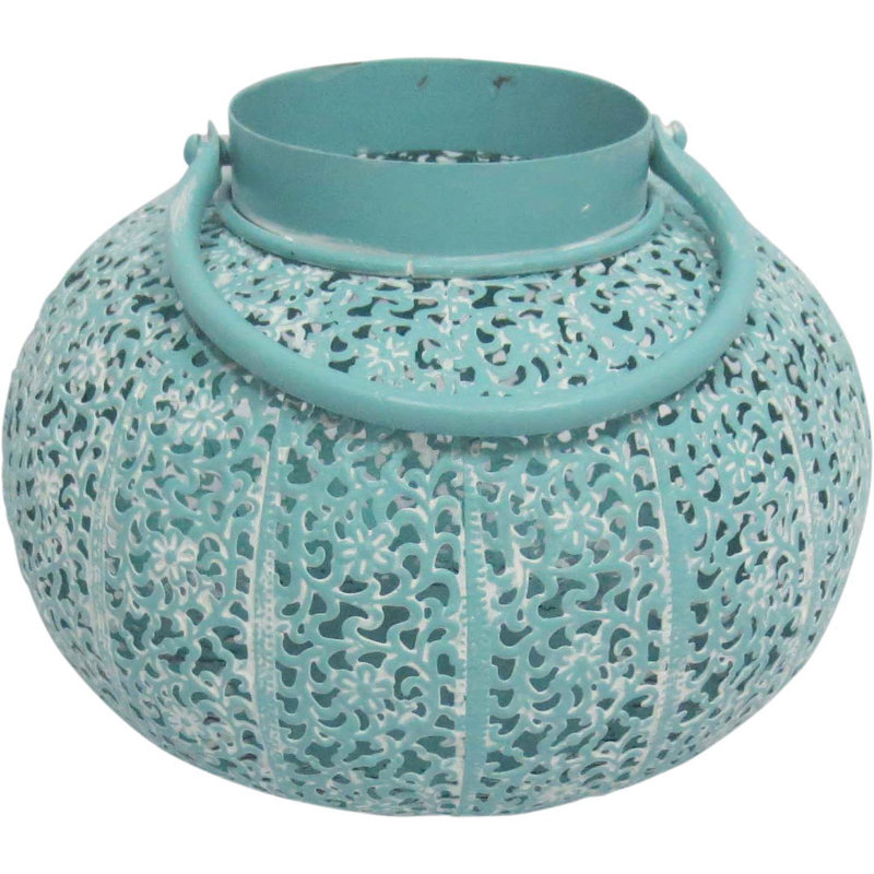 Metal Tealight Holder, Blue, 16cm H x 23cm W x 23cm D