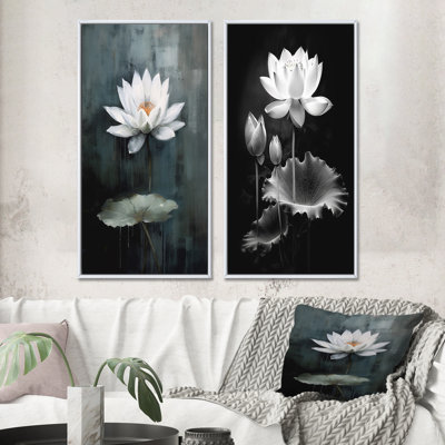 " Gray Monochrome Lotus Symphony " 2 - Pieces