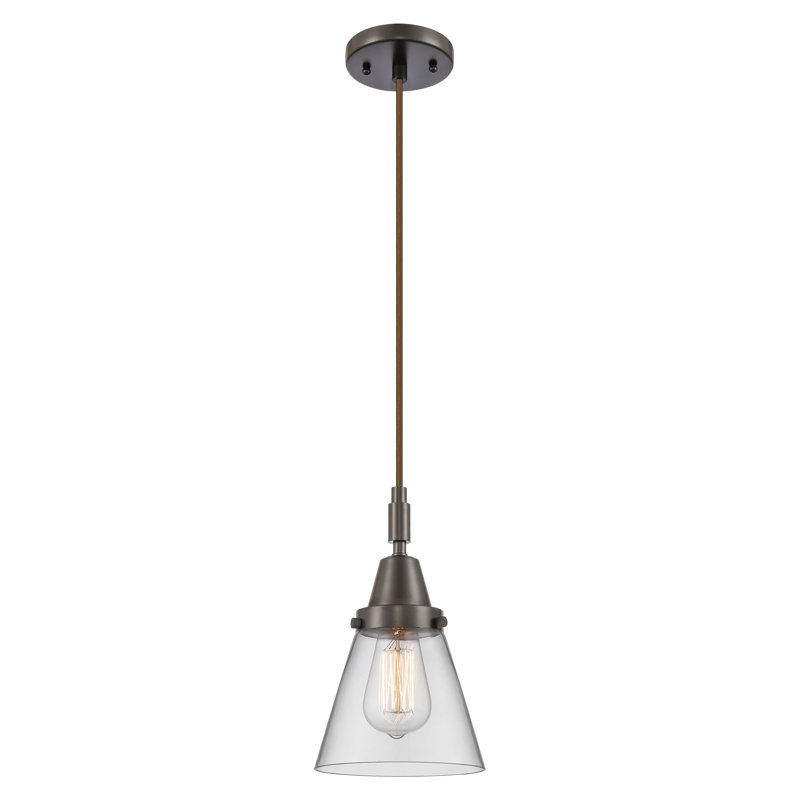 Downtown Urban - Cône Caden - Mini-luminaire suspendu à cordon 1 lumière - Abat-jour, H 129,88 po x l 6,25 po x P 6,25 po