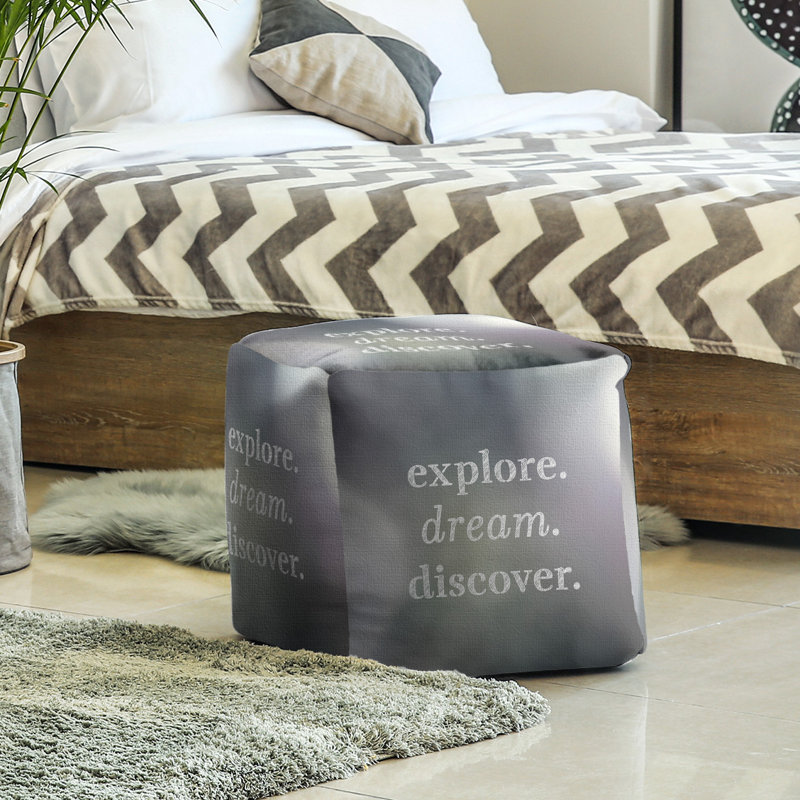 Upholstered Ottoman, Black/White
