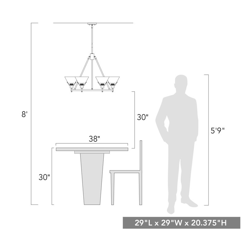 Felda 6 - Light Steel Dimmable Cone Chandelier, Chrome, Matte Navy