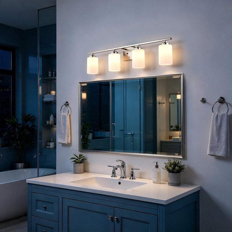 Éclairage pour meuble-lavabo Burdene, Nickel brossé, 4