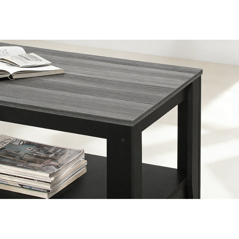 3pcs Table Set, Coffee, End, Side, Accent for Living Room, Black And Grey Laminate