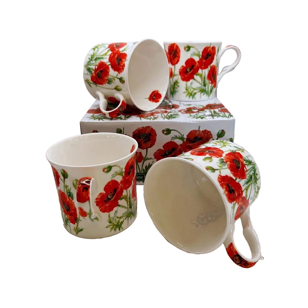 6-tlg. Teetassen-Set aus Bone China