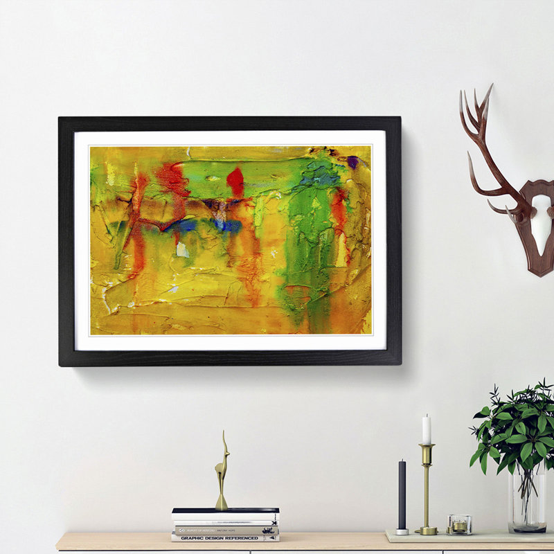 Abstract Art Painting Vol.453 by S.Johnson - Framed Print, Black Framed, 62cm H x 87cm W x 2cm D