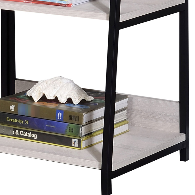 Freestanding Wall Tall Bookshelf With Storage Compartments And Wooden Shelves Metal Wood Open Area